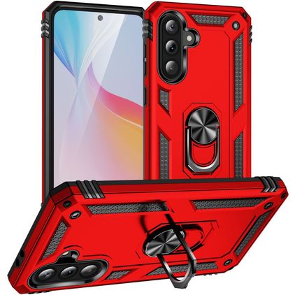 Mobigear Armor ring Samsung Galaxy A36 Hülle Hardcase Backcover Stoßfest mit Ringhalter - Rot