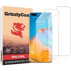 GrizzlyCoat Huawei P40 Pro Hydrogel-TPU Displayschutz - Hüllenfreundlich + Montagerahmen (2er Pack)
