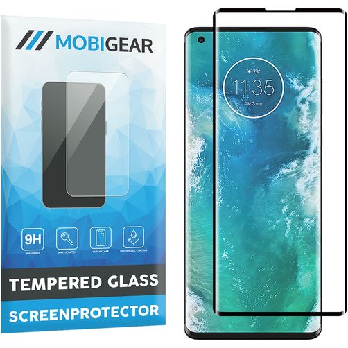 Mobigear Curved Motorola Edge Plus Panzerglas Displayschutz - Hüllenfreundlich - Schwarz