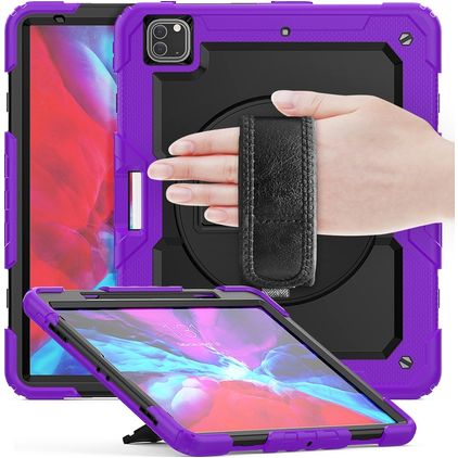 Mobigear SureGrip Xtreme iPad Air 13 Zoll (2025) Hülle Kunststoff,Silikon Backcover + Stifthalter + Schulterträger + Ständer - Lila