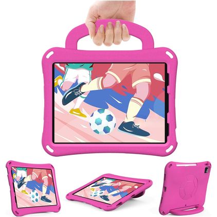 Mobigear Football iPad Air 11 Zoll (2026) Hülle EVA Schaum Backcover + Schulterträger + Ständer - Magenta