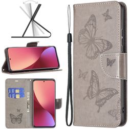 Mobigear Butterfly Xiaomi 12 Hülle Klapphülle Geldbörse - Grau