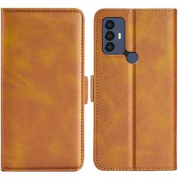 Mobigear Slim Magnet TCL 305 Hülle Klapphülle Geldbörse - Cognac