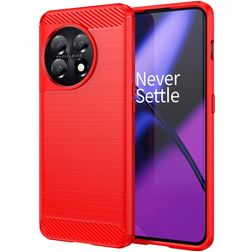 Mobigear Brushed OnePlus 11 Hülle Flexibles TPU Backcover - Rot