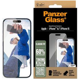 PanzerGlass Classic Fit iPhone 16 Gehärtetes Glas Displayschutz - Hüllenfreundlich