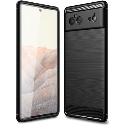 Mobigear Brushed Slim Google Pixel 6 Hülle Flexibles TPU Backcover - Schwarz