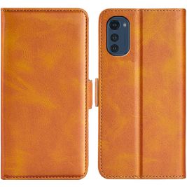 Mobigear Slim Magnet Motorola Moto E32 Hülle Klapphülle Geldbörse - Cognac
