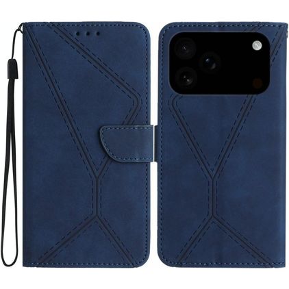 Mobigear Stitch iPhone 17 Pro Max Hülle Klapphülle Geldbörse - Blau