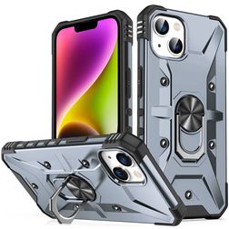 Mobigear Armor Ring iPhone 14 Plus Hülle Hardcase Backcover Stoßfest mit Ringhalter - Grau