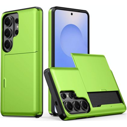 Mobigear Card Samsung Galaxy S26 Ultra Hülle Hardcase Backcover Stoßfest mit Kartenhalter - Grün