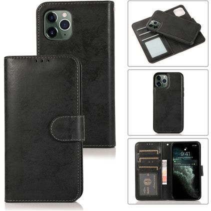 Mobigear Wallet iPhone 12 Mini 2in1 Klapphülle (herausnehmbar) Portemonnaie - Schwarz