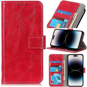 Mobigear Basic iPhone 14 Pro Hülle Klapphülle Geldbörse - Rot