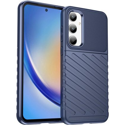 Mobigear Groove Samsung Galaxy A35 Hülle Flexibles TPU Backcover - Blau