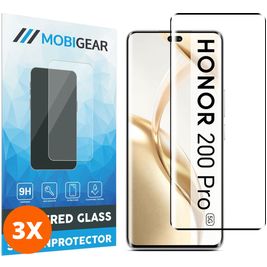 Mobigear Premium HONOR 200 Pro Panzerglas Gehärtetes Glas Displayschutz - Hüllenfreundlich - Schwarz (3er Pack)