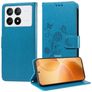 Mobigear Flowers POCO X6 Pro Hülle Klapphülle Geldbörse - Blau