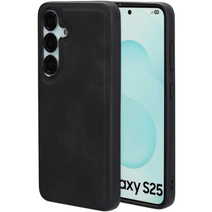 Mobiparts Classic Samsung Galaxy S25 MagSafe TPU / Kunstleder Backcover - Graphite Black