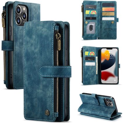 Caseme C30 iPhone 13 Pro Max Hülle Klapphülle Geldbörse - Blau