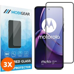 Mobigear Premium Motorola Moto G84 Panzerglas Gehärtetes Glas Displayschutz - Hüllenfreundlich - Schwarz (3er Pack)