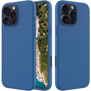 Mobigear Rubber Touch iPhone 16 Pro Silikon Hülle Backcover - Blau