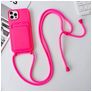 Mobigear Lanyard Card iPhone 15 Pro Max Silikon Handykette mit Kartenhalter - Rot