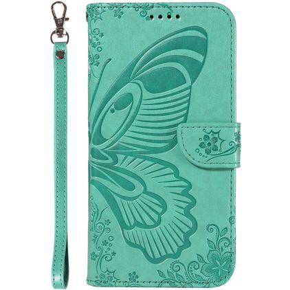 Mobigear Butterfly Samsung Galaxy S25 Ultra Hülle Klapphülle Geldbörse - Grün
