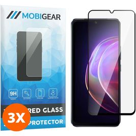 Mobigear Premium Vivo V21 Panzerglas Gehärtetes Glas Displayschutz - Hüllenfreundlich - Schwarz (3er Pack)