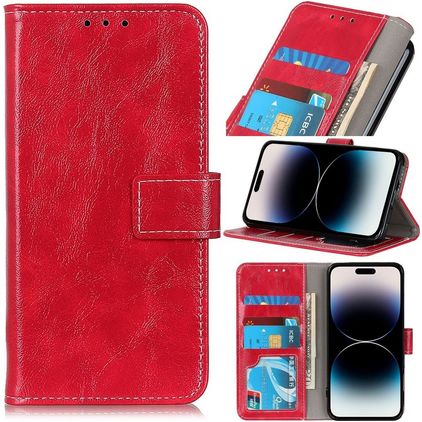 Mobigear Basic iPhone 14 Pro Max Hülle Klapphülle Geldbörse - Rot