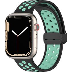 Mobigear Sport Plus Mag Silikon Apple Watch Armband Magnetverschluss - 49/46/45/44 mm - Schwarz / Türkis