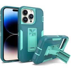 Mobigear Heavy Armor Stand iPhone 14 Pro Hülle Hardcase Backcover Stoßfest mit Ständer - Grün