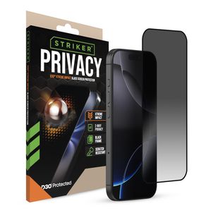 Striker Xtreme Impact Privacy iPhone 16 Pro Panzerglas Gehärtetes Glas Displayschutz Privacy - Hüllenfreundlich - Schwarz