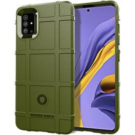 Mobigear Rugged Shield Samsung Galaxy A51 Hülle Flexibles TPU Backcover Stoßfest - Grün