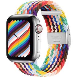 Mobigear Braided Nylon Apple Watch Armband Klappschließe - 49/46/45/44 mm - Rainbow