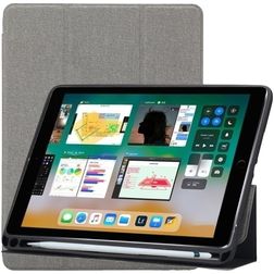 Mobigear Tri-Fold Gel iPad 5 (2017) Hülle TPU,Kunstleder Klapphülle + Stifthalter - Grau