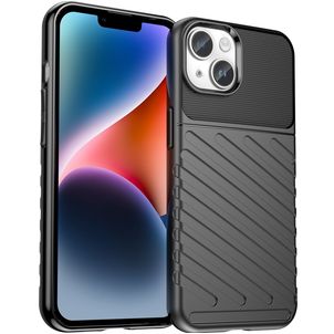Mobigear Groove iPhone 15 Hülle Flexibles TPU Backcover - Schwarz