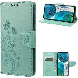 Mobigear Flowers Motorola Moto G82 Hülle Klapphülle Geldbörse - Grün