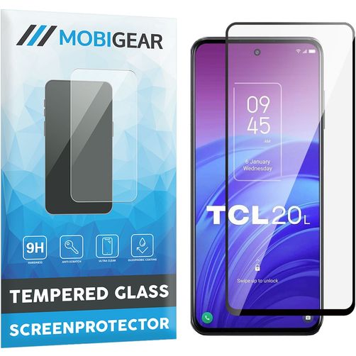 Mobigear Premium TCL 20 5G Panzerglas Gehärtetes Glas Displayschutz - Hüllenfreundlich - Schwarz
