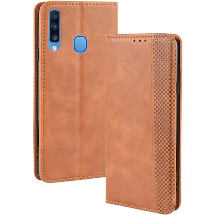 Mobigear Sensation Samsung Galaxy A20s Hülle Klapphülle Geldbörse - Cognac
