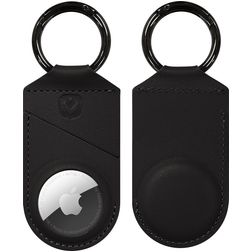 Valenta Snap Apple AirTag Hülle Echtes Leder Schlüsselanhänger - Schwarz