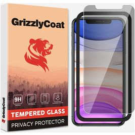 GrizzlyCoat Easy Fit AntiSpy iPhone XS Panzerglas Gehärtetes Glas Displayschutz Privacy - Hüllenfreundlich + Applikator