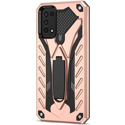 Mobigear Armor Stand Samsung Galaxy A03s Hülle Hardcase Backcover Stoßfest mit Ständer - Roségold