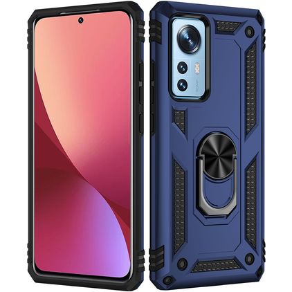 Mobigear Armor Ring Xiaomi 12X Hülle Hardcase Backcover Stoßfest mit Ringhalter - Blau