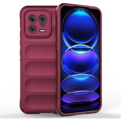 Mobigear Bumpy Xiaomi 13 Hülle Flexibles TPU Backcover - Weinrot