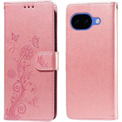 Mobigear Flowers Google Pixel 10a Hülle Klapphülle Geldbörse - Roségold