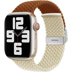 Mobigear Braided Dual Nylon Apple Watch Armband Klappschließe - 49/46/45/44 mm - Braun / Polarstern