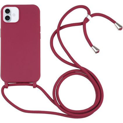 Mobigear Lanyard iPhone 16 Silikon Handykette - Rot