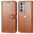 Mobigear Snap Button Motorola Edge 30 Pro Klapphülle Portemonnaie - Braun