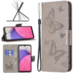 Mobigear Butterfly Samsung Galaxy A33 Hülle Klapphülle Geldbörse - Grau