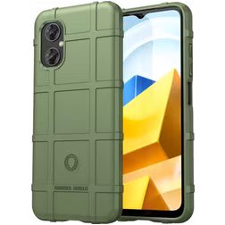 Mobigear Rugged Shield POCO M5 Hülle Flexibles TPU Backcover Stoßfest - Grün