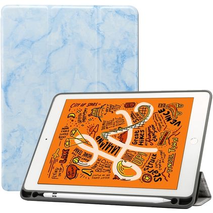 Mobigear Tri-Fold Marble iPad Air 3 (2019) Hülle Klapphülle + Stifthalter - Blau
