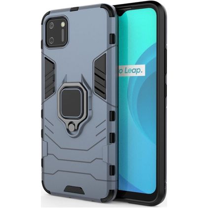 Mobigear Armor Ring Realme C11 (2020) Hülle Hardcase Backcover Stoßfest mit Ringhalter - Blau